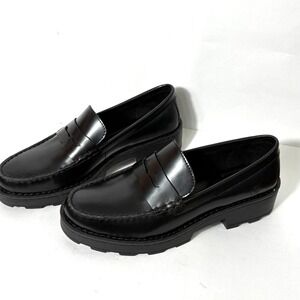Born Black Leather Chunky Loafer Womens 10 Lug Sole Preppy Academia Minimalist